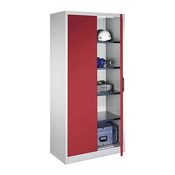 CP Stahlschrank 08921-00 S10112 lichtgrau, rubinrot 4 Fachböden 93,0 x 50,0 x 195,0 cm, aufgebaut, 1 St.