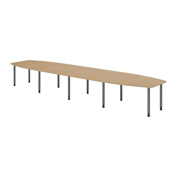 HAMMERBACHER Konferenztisch KT52C eiche Tonnenform, Rundrohr grau, 520,0 x 85,0/130,0 x 72,0 - 74,0 cm