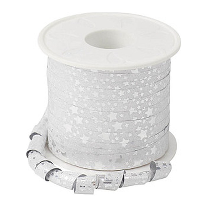 PRÄSENT Geschenkband Glitter Star mattglänzend silber 10,0 mm x 100,0 m