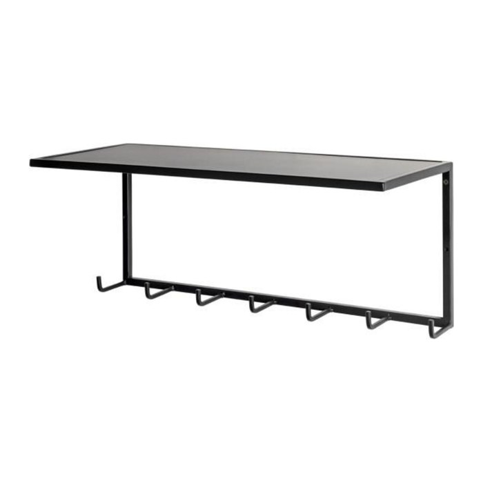 HAKU Möbel Wandgarderobe 25511 schwarz Metall 7 Haken 60,0 x 25,0 cm, 1 St.