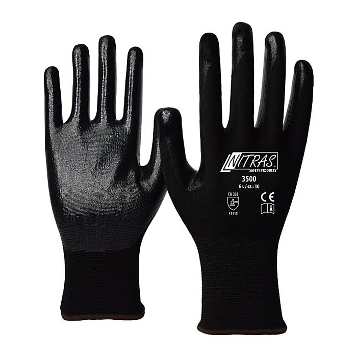 NITRAS SAFETY unisex Arbeitshandschuhe 3500 schwarz Größe 7, 12 Paar
