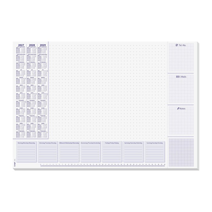 SIGEL Schreibtischunterlage Lilac 2027/2028/2029 weiß/lila Papier 59,5 x 41,0 cm, 30 Blatt