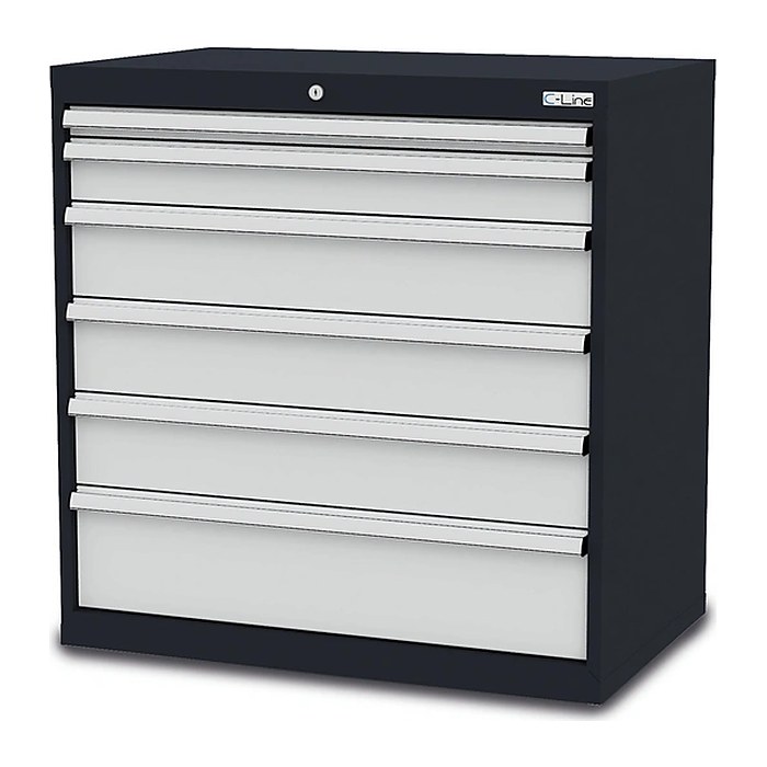 Simplaflex® Systemeinrichter C-Line Schubladenschrank anthrazit 6 Schubladen 90,0 x 57,5 x 92,0 cm, 1 St.