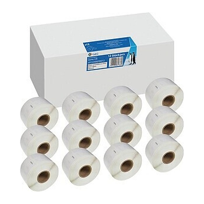G&G Etikettenrollen für Etikettendrucker ersetzt DYMO 99012/S0722400 weiß, 36,0 x 89,0 mm, 12 x 260 Etiketten