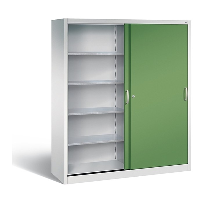 CP Stahlschrank 2159-00 S10113 lichtgrau, rededagrün 4 Fachböden 160,0 x 50,0 x 195,0 cm, aufgebaut, 1 St.