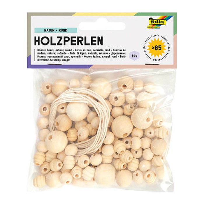 folia Bastelset Holzperlen natur braun