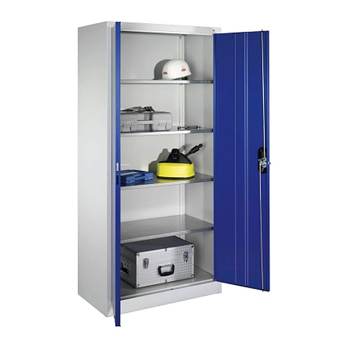 CP Stahlschrank 08921-00 S10109 lichtgrau, enzianblau 4 Fachböden 93,0 x 50,0 x 195,0 cm, aufgebaut, 1 St.