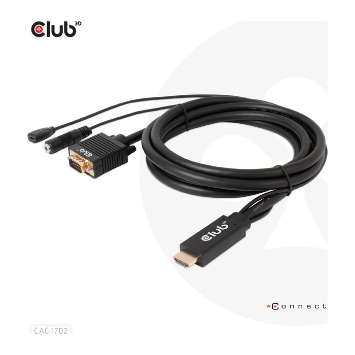 Club3D Kabel HDMI+Micro-USB-Buchse > VGA+3,5mm 2m St/Bu retail