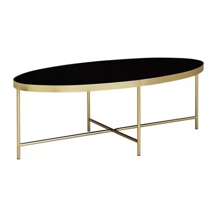WOHNLING Couchtisch oval Glas schwarz, gold 110,0 x 56,0 x 40,0 cm, 1 St.