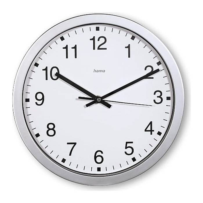 hama Wanduhr Mallorca weiß silber Kunststoff, Ø 30,0 cm