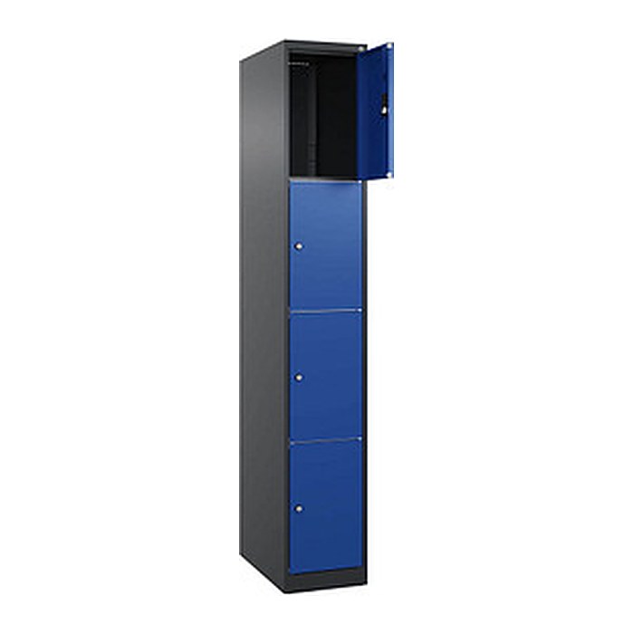 CP Schließfachschrank Classic Plus enzianblau, schwarzgrau 080000-104 S10022, 4 Schließfächer 30,0 x 50,0 x 185,0 cm