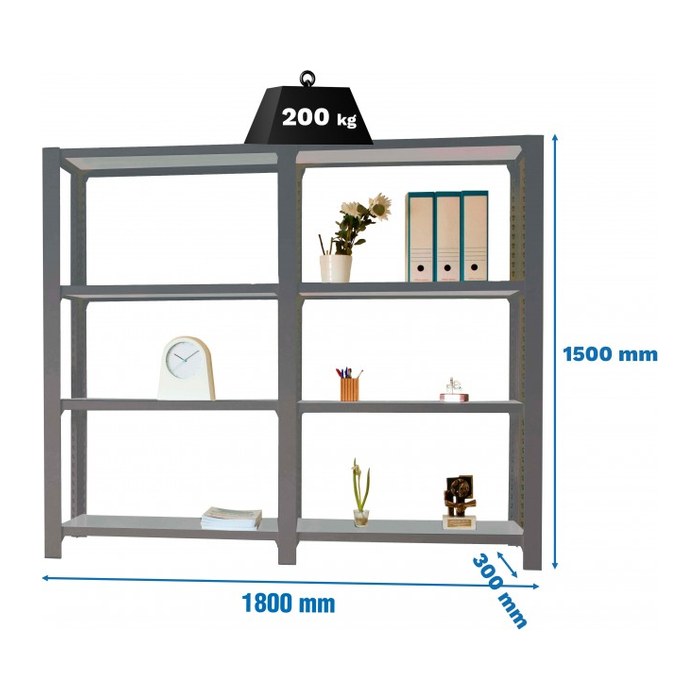 Simonrack Schwerlast-Weitspannregal OFFICCLICK 4 8425437108730 anthrazit 180,0 x 30,0 x 150,0 cm