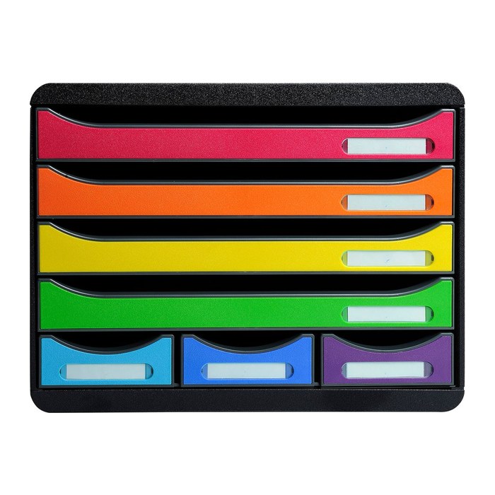 Exacompta Schubladenbox STORE-BOX rot, orange, gelb, grün, hellblau, violett 307798D, DIN A4 quer mit 7 Schubladen, 1 St.