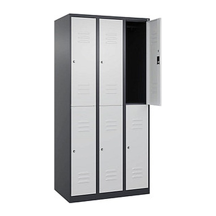CP Spind Classic Plus anthrazitgrau, lichtgrau 080300-30 S10054, 6 Schließfächer 90,0 x 50,0 x 185,0 cm