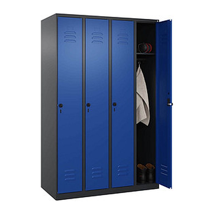 CP Spind Classic Plus enzianblau, schwarzgrau 080000-40 S10057, 4 Schließfächer 120,0 x 50,0 x 185,0 cm