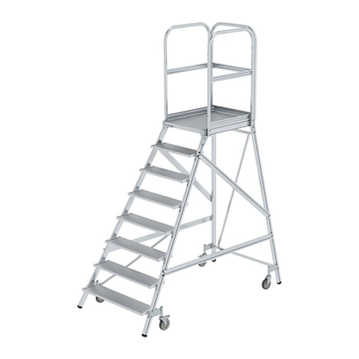 MUNK Podestleiter 50108 fahrbar silber 8 Stufen, H: 292,0 cm