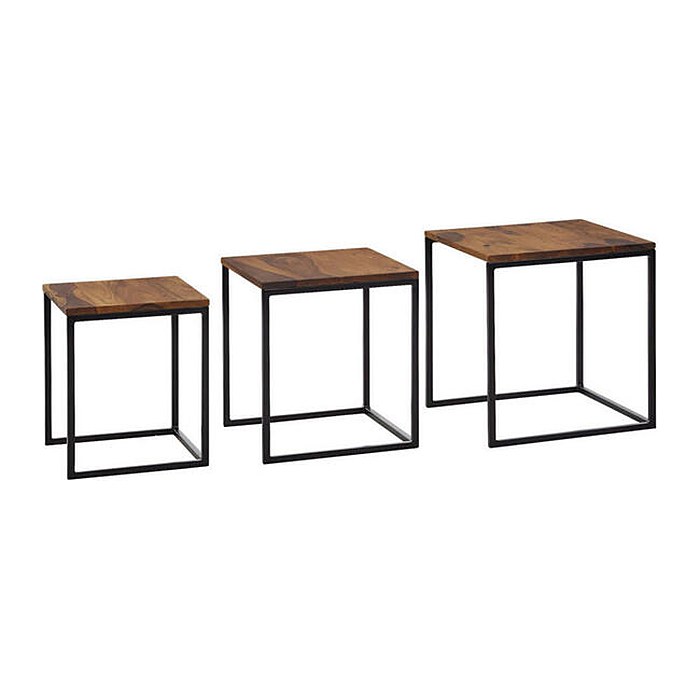 WOHNLING Beistelltische-Set quadratisch Massivholz sheesham, 1 Set