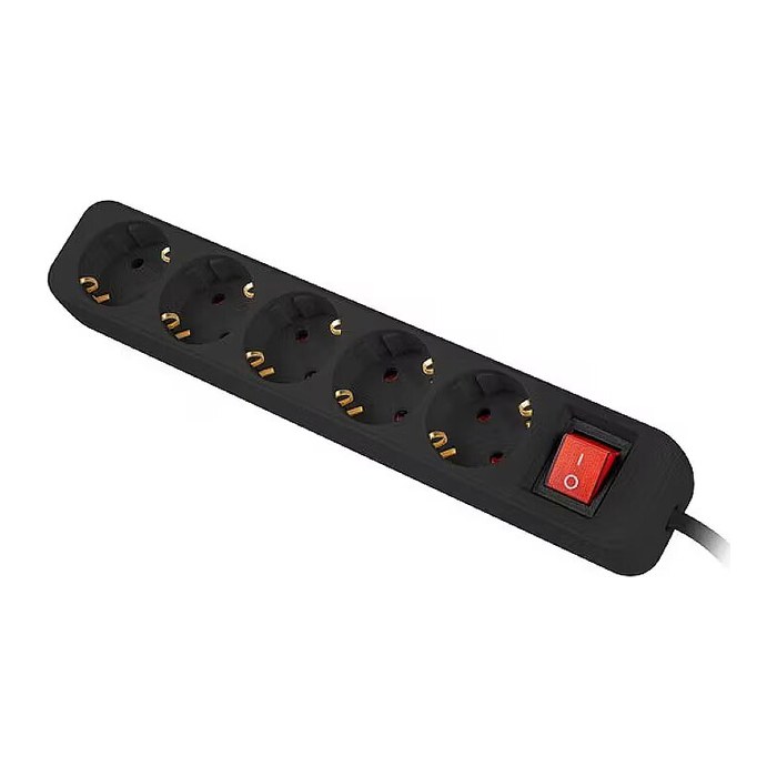 LANBERG Steckdosenleiste 3m 5x Schuko mit Schalter schwarz