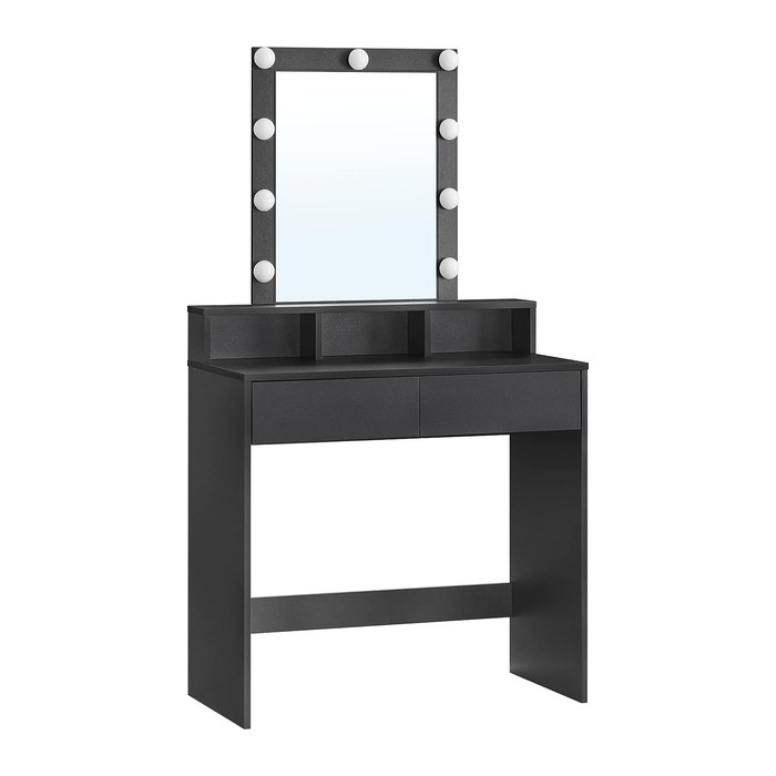 VASAGLE Schminktisch rechteckig Melamin, Spanplatte schwarz 80,0 x 40,0 x 145,0 cm, 1 St.