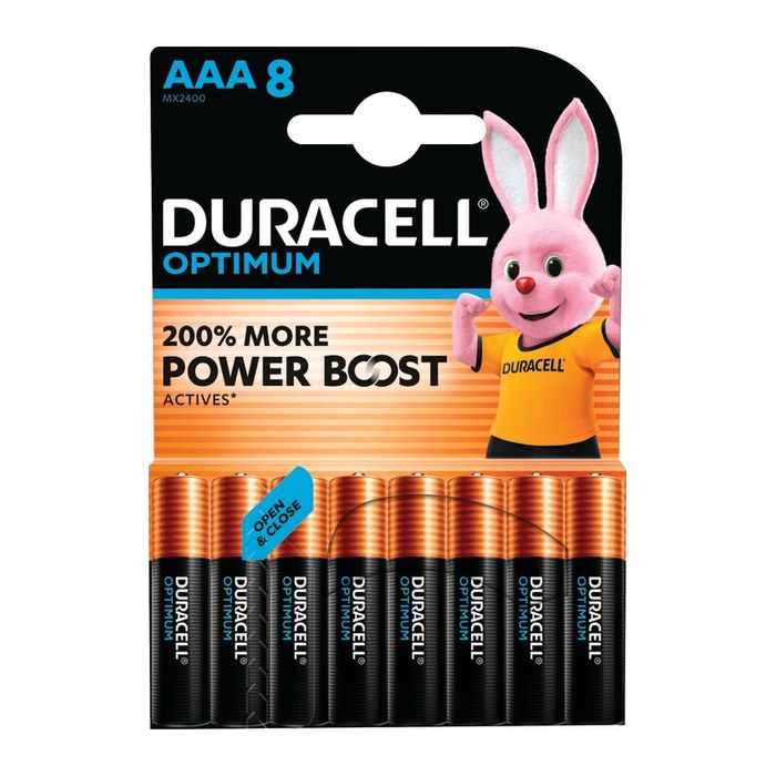 DURACELL Batterien Optimum Alkali-Mangan Micro AAA 1,5 V, 8 St.