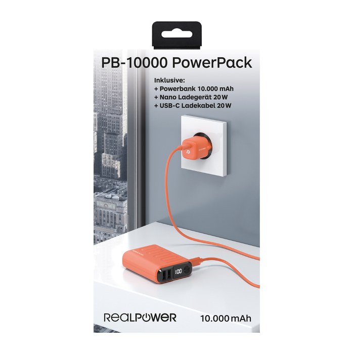 RealPower Powerbank PB-10000 Set orange 10.000mAh