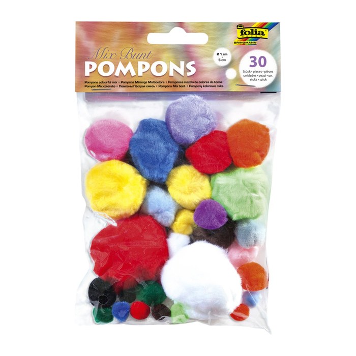 folia Pompons mehrfarbig Mix Ø 1,0-5,0 cm, 1 Pack
