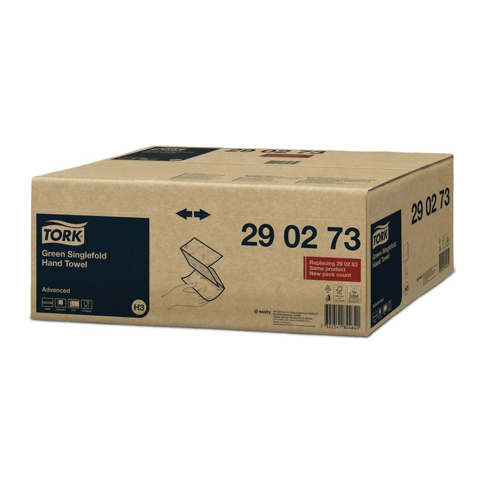 TORK Papierhandtücher 290273 H3 Advanced C&C Zick-Zack-Falzung 2-lagig grün, 3.750 Tücher
