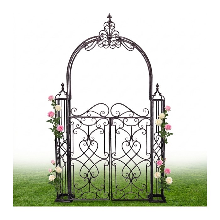 Garden Pleasure Rankbogen mit Tor TOWADA Metall schwarz gebogen 150,0 x 23,5 x 245,0 cm, 1 St.