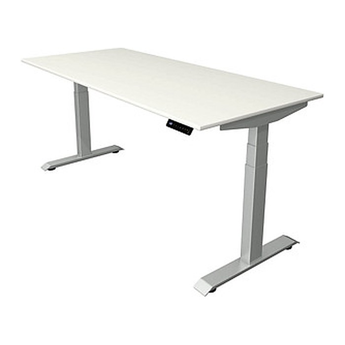 Kerkmann Move 4 elektrisch höhenverstellbarer Schreibtisch weiß rechteckig, T-Fuß-Gestell silber 180,0 x 80,0 cm