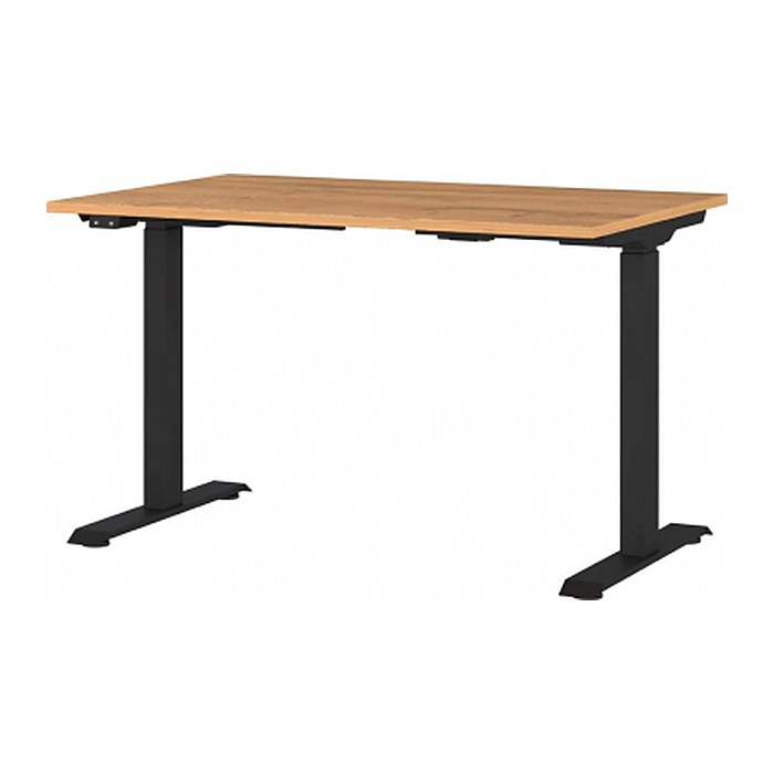 GERMANIA JET höhenverstellbarer Schreibtisch grandson-eiche rechteckig, T-Fuß-Gestell schwarz 120,0 x 80,0 cm