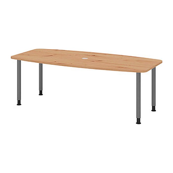 HAMMERBACHER Konferenztisch KT22C asteiche Tonnenform, Rundrohr grau, 220,0 x 83,0/103,0 x 72,0 - 74,0 cm