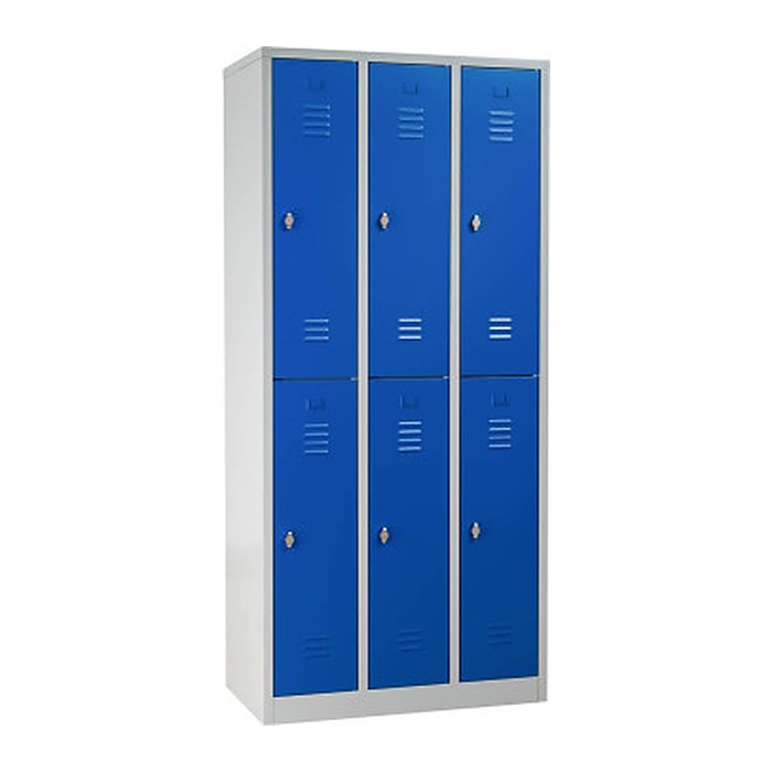 Gürkan Spind lichtgrau, enzianblau 106124, 6 Schließfächer 90,0 x 50,0 x 195,0 cm