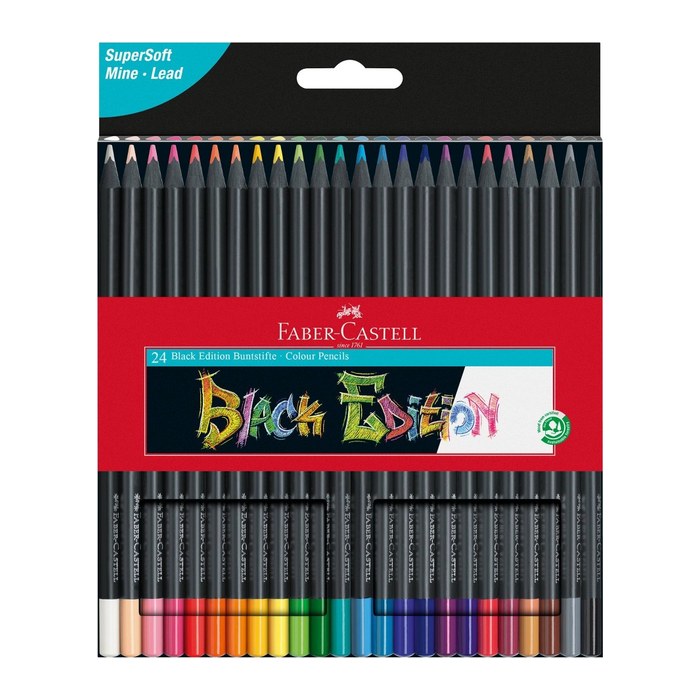 FABER-CASTELL Black Edition Buntstifte farbsortiert, 24 St.
