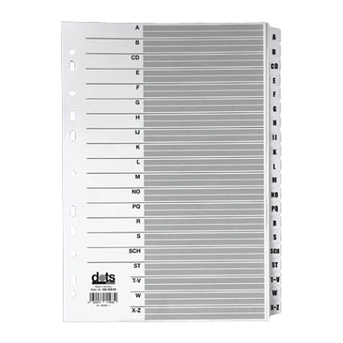 dots Ordnerregister Mylar DIN A4 Vollformat A-Z weiß 20-teilig, 1 Satz