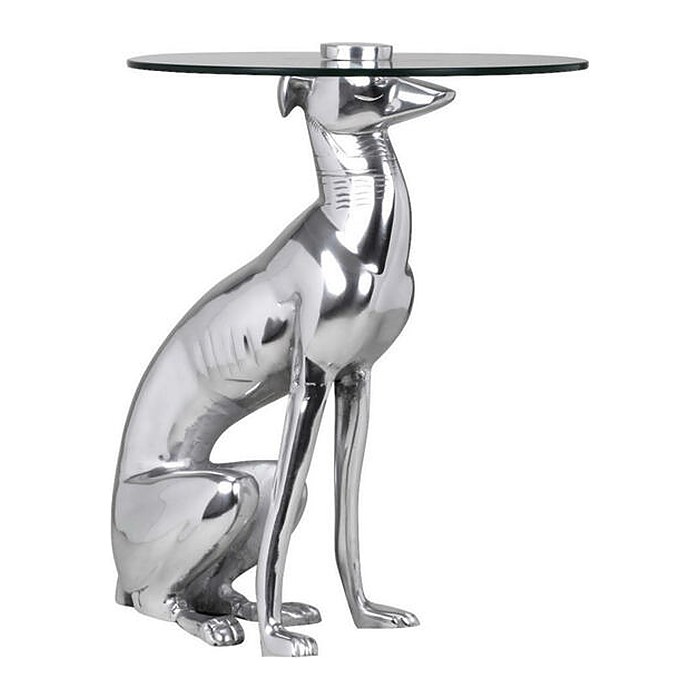 WOHNLING Beistelltisch rund Glas silber 40,0 x 40,0 x 50,0 cm, 1 St.