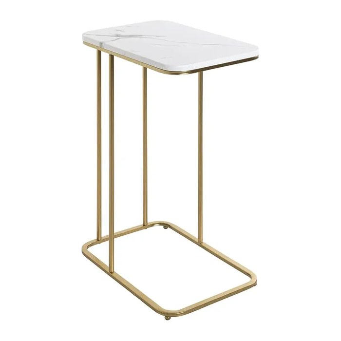 HAKU Möbel Beistelltisch rechteckig MDF-Platte gold-weiß 45,0 x 30,0 x 67,0 cm, 1 St.