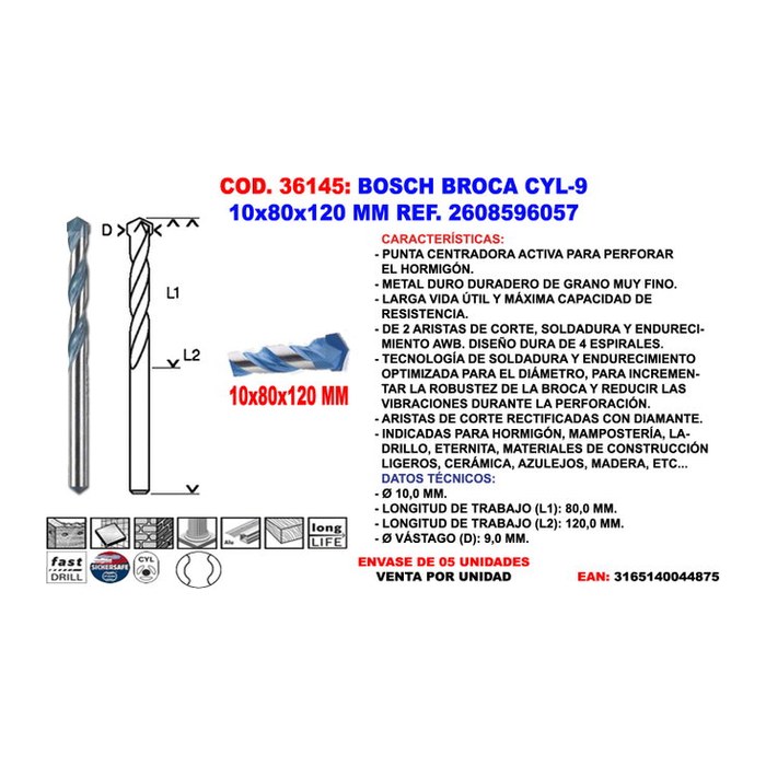BOSCH Betonbohrer EXPERT CYL-9 MultiConstruction, Ø 10,0 mm, 1 St.