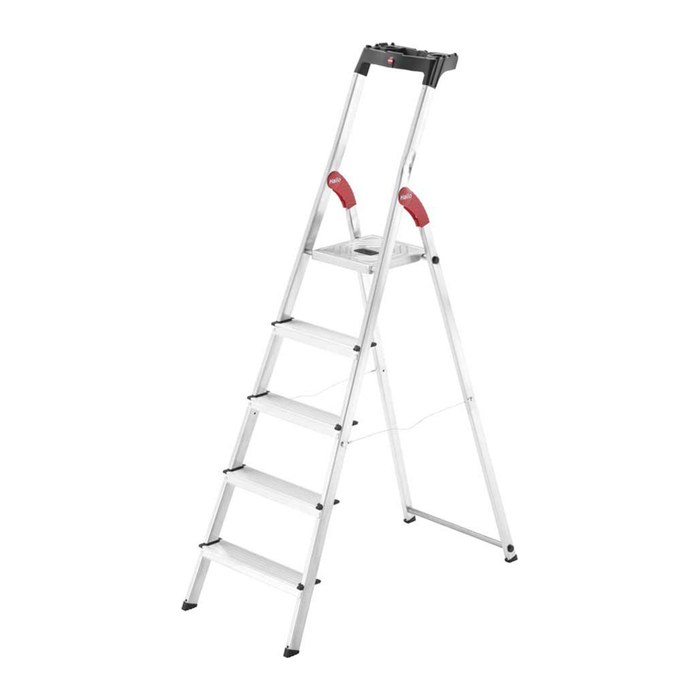 Hailo Stehleiter einseitig L60 StandardLine silber 5 Stufen, H: 184,0 cm