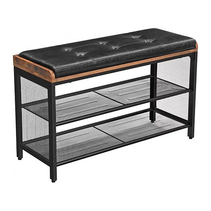 VASAGLE Schuhbank LBS75X braun, schwarz Holz 80,0 cm