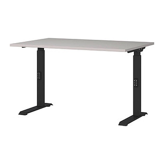 GERMANIA DOWNEY höhenverstellbarer Schreibtisch kaschmir rechteckig, C-Fuß-Gestell schwarz 120,0 x 80,0 cm