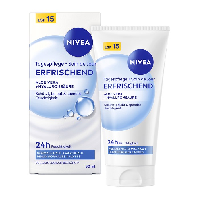 NIVEA 24h FEUCHTIGKEIT LFS 15 ERFRISCHENDE Gesichtscreme 50,0 ml