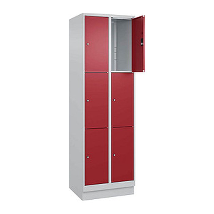 CP Schließfachschrank Classic PLUS lichtgrau, rubinrot 080020-203 S10001, 6 Schließfächer 60,0 x 50,0 x 195,0 cm