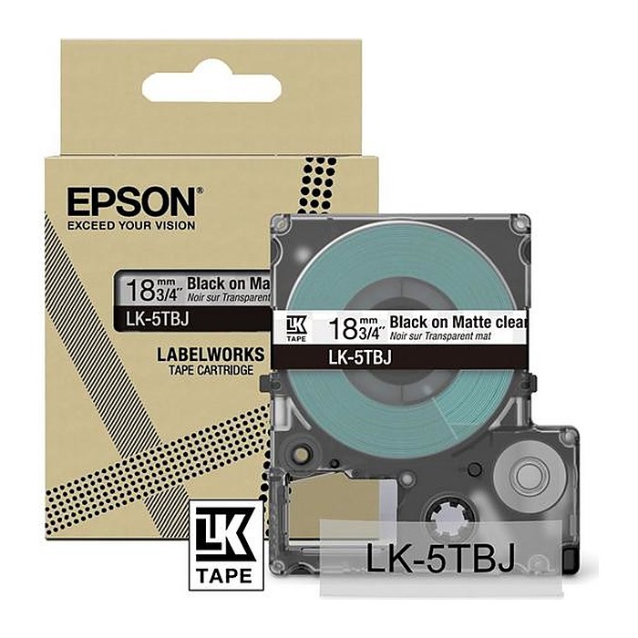 EPSON Schriftband LK LK-5TBJ C53S672066, 18 mm, schwarz auf transparent, 1 St.