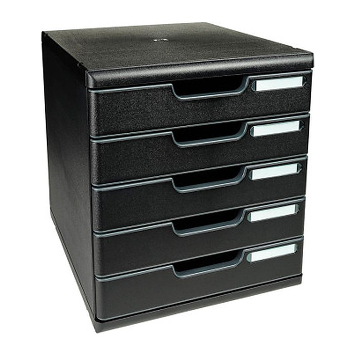 Exacompta Schubladenbox Modulo schwarz 301414D, DIN A4 mit 5 Schubladen, 1 St.