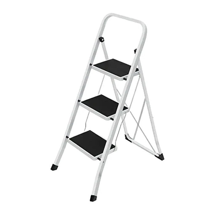 SONGMICS Klapptritt weiß 3 Stufen, H: 105,0 cm