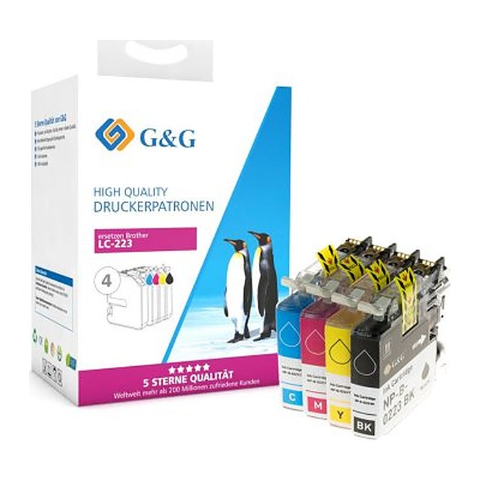 G&G XL- Druckerpatronen 4er Set für Brother LC-223VALP