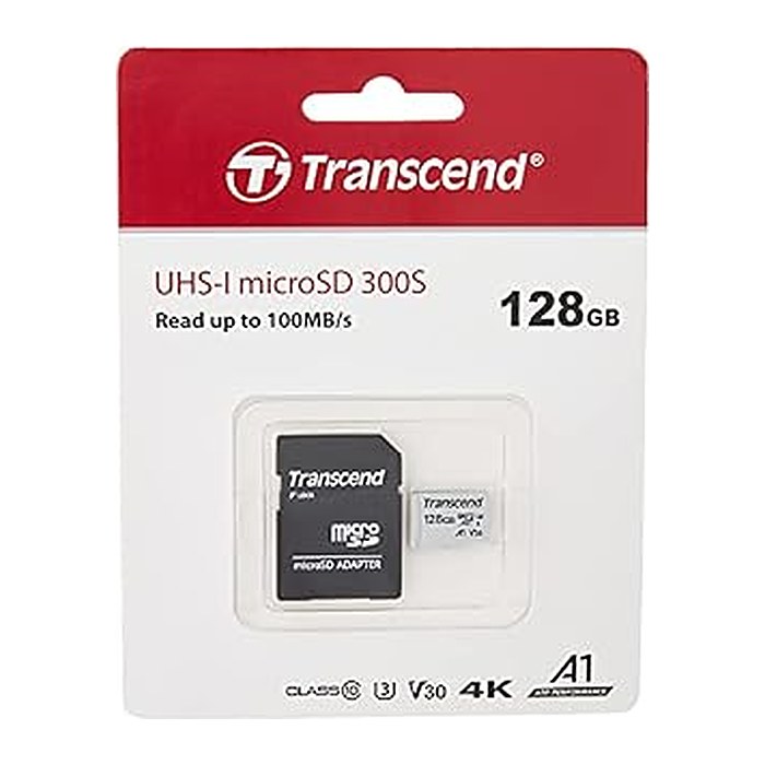 SD microSD Card 128GB Transcend SDXC USD300S-A w/Adapter