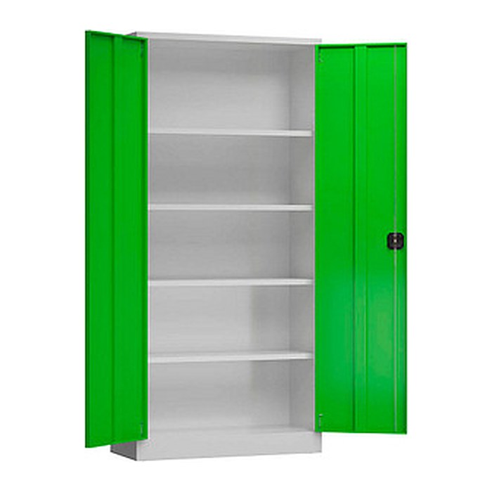 ClassiX Stahlschrank X-530365 lichtgrau, gelbgrün 4 Fachböden 92,0 x 60,0 x 194,5 cm, aufgebaut, 1 St.