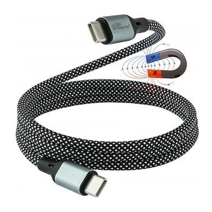Good Connection Magnet. USB 2.0 3x2 USB-C Spiralk. schw. 1m