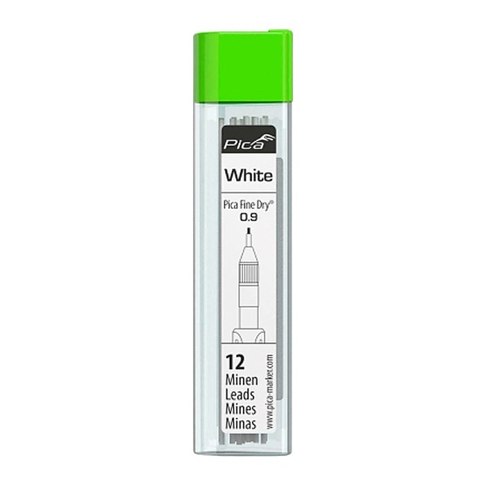 Pica Fine Dry 7032 Ersatzminen für Tieflochmarker-Bleistift weiß 0,9 mm, 12 St.
